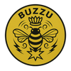 Buzzu logo with a bee design on a yellow background